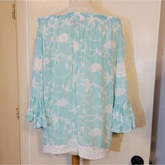 Macbeth collection off shoulder bell sleeve blouse by margaret joseph - Picture 5 of 5